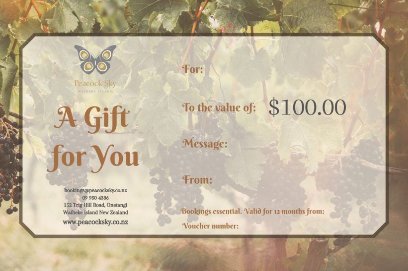 Gift Voucher for $100 - wine purchases & gift store items only